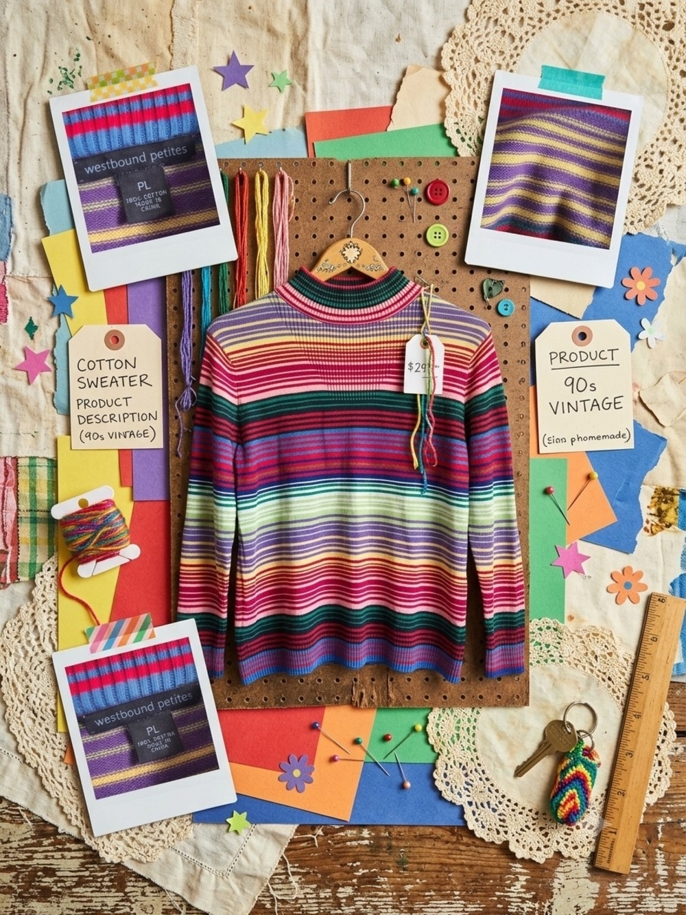Cute & Bright 90s Vintage Rainbow Striped Sweater